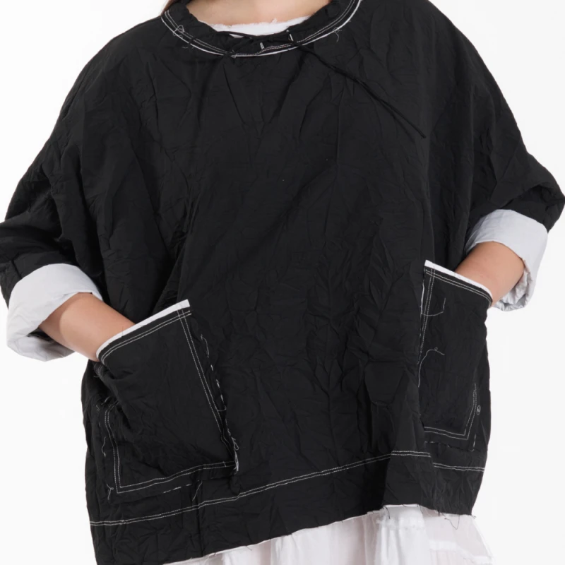 Bluzka oversize Wendy Kei z gniecionej tkaniny – designerski minimalizm