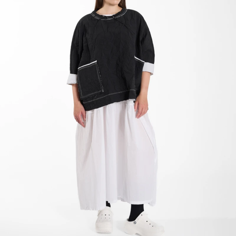 Bluzka oversize Wendy Kei z gniecionej tkaniny – designerski minimalizm