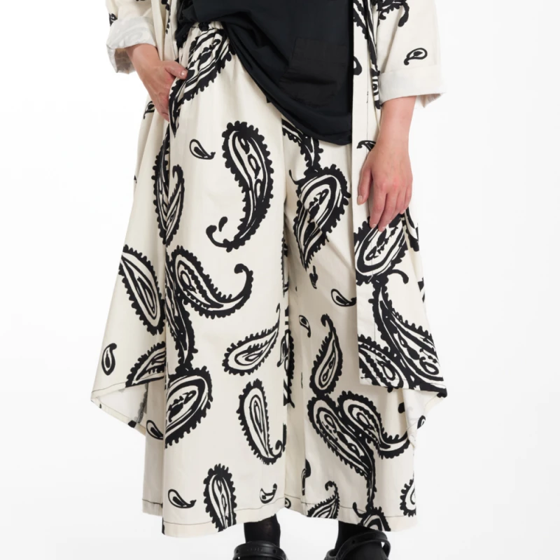 Spodnie PAISLEY – ecru, szeroka nogawka – WENDYKEI