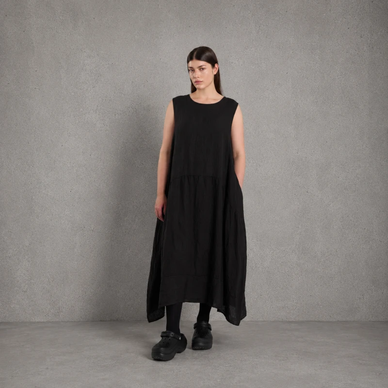 Sukienka LINEN – czarna, 100% len – WENDYKEI