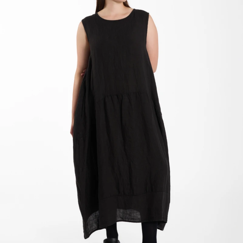Sukienka LINEN – czarna, 100% len – WENDYKEI