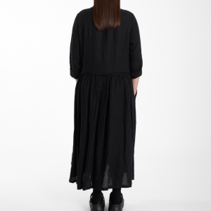 Sukienka LINEN BUTTON – czarna, 100% len – WENDY TRENDY