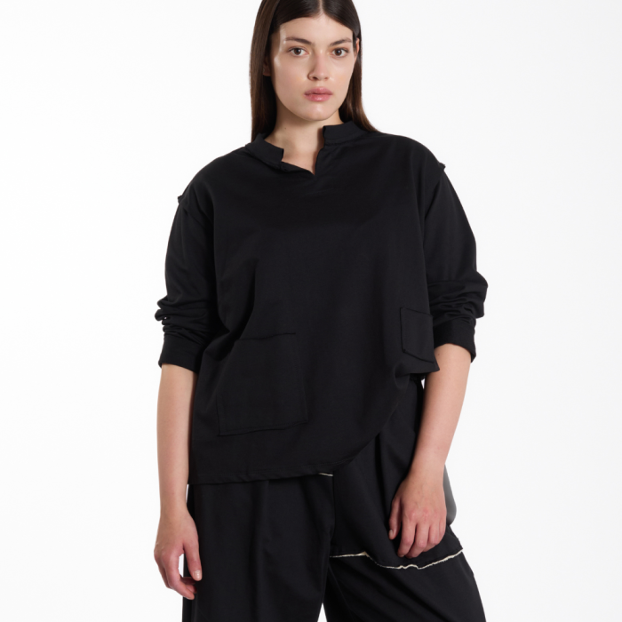 Bluzka RAW POCKET – czarna, bawełniana – WENDYKEI