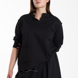 Bluzka RAW POCKET – czarna, bawełniana – WENDYKEI