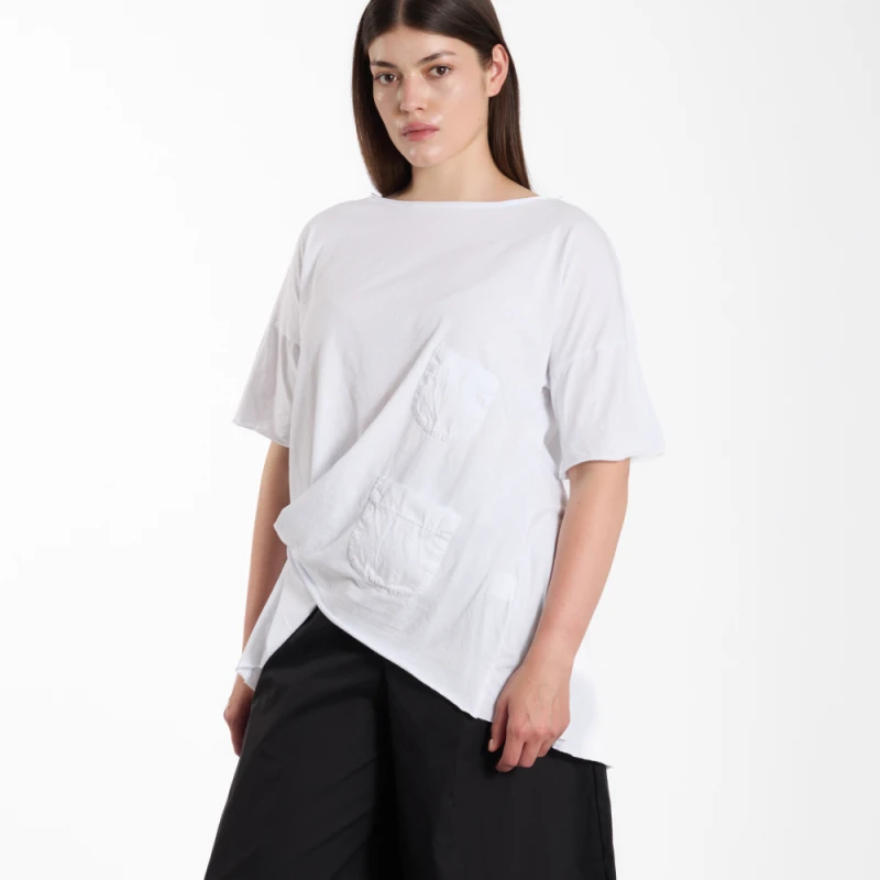 T-shirt BACK POPELIN – biały, 100% bawełna – WENDY TRENDY