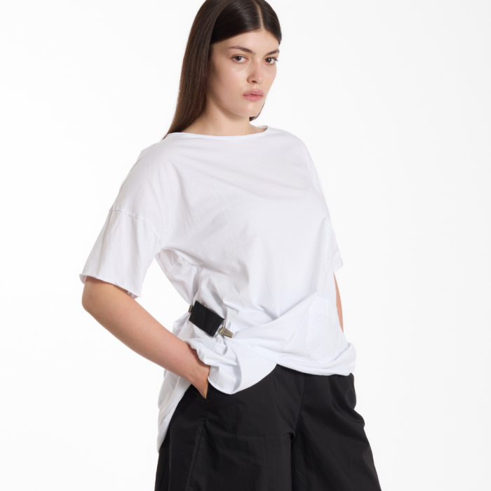 T-shirt BACK POPELIN – biały, 100% bawełna – WENDY TRENDY
