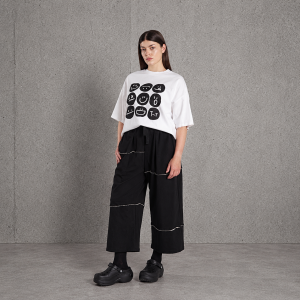 T-SHIRT „EMOTKI” – biały z grubiej bawełny