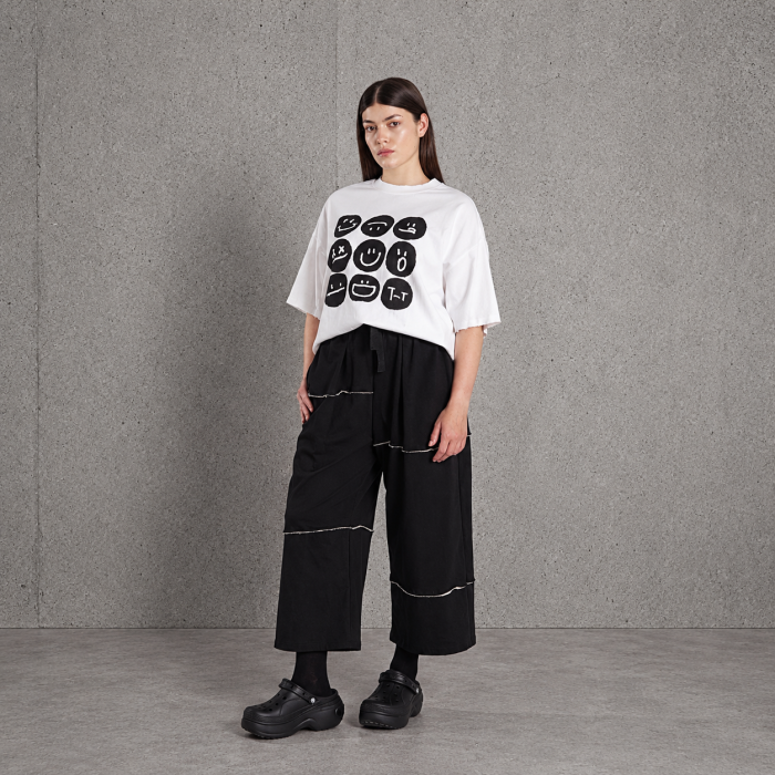 T-SHIRT „EMOTKI” – biały z grubiej bawełny