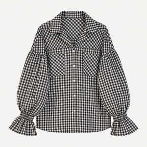 Koszula oversize w czarno-białą kratę – DRUGIE ŻYCIE