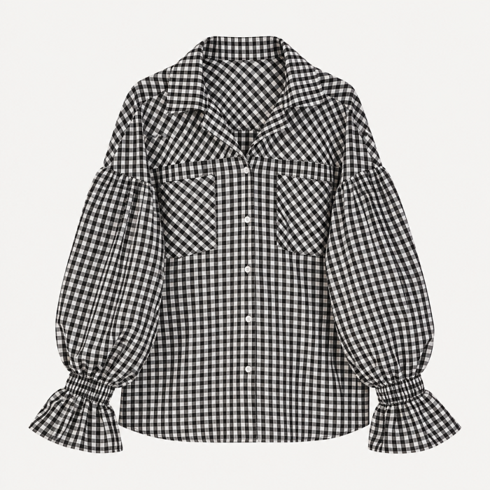 Koszula oversize w czarno-białą kratę – DRUGIE ŻYCIE