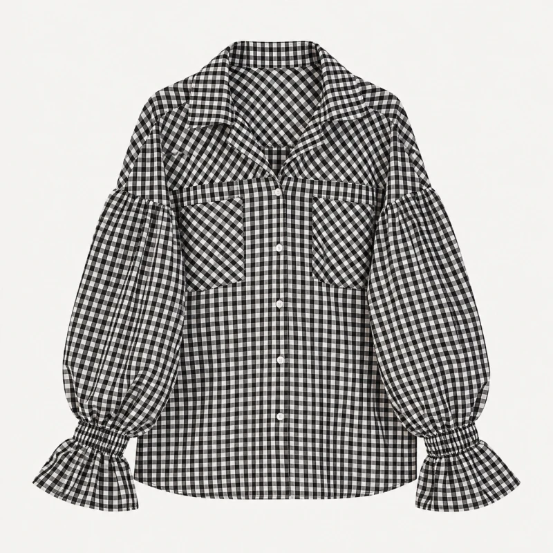 Koszula oversize w czarno-białą kratę – DRUGIE ŻYCIE