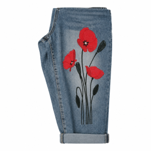 Spodnie barrel z makami WENDY TRENDY - DRUGIE ŻYCIE