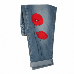 Spodnie barrel z makami WENDY TRENDY - DRUGIE ŻYCIE